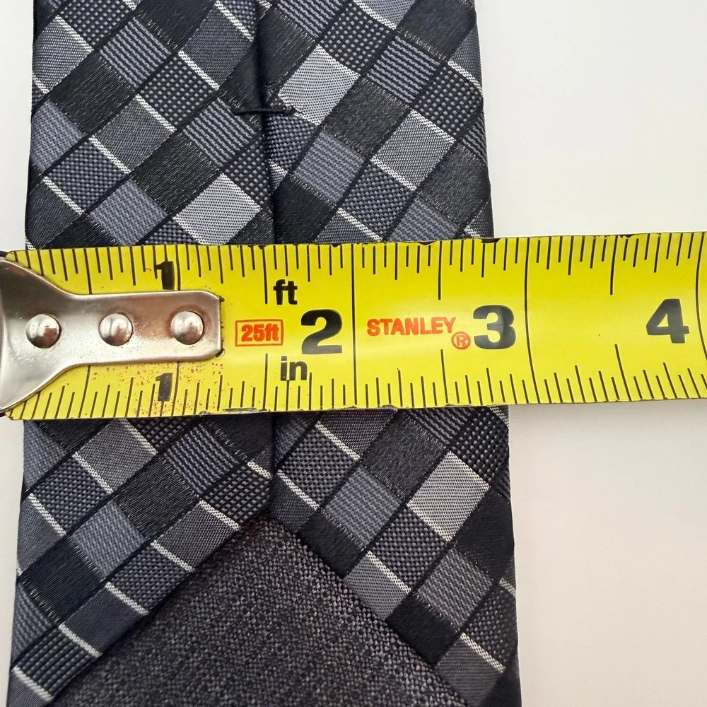 Awearness Kenneth Cole Mens 2 Pack Neckties Gray Purple Striped Black Plaid Tie
